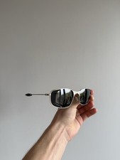 Vintage Oakley Square Wire Polarized Sunglasses Silver Frame With Black Lenses na sprzedaż  PL