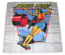 SANTA CRUZ SKATEBOARDS 4'X4' FLAG BANNER MAN CAVE GARAGE WALL SHOP FAST SHIPPING comprar usado  Enviando para Brazil