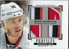 2015-16 UD Portfolio Profiles Quad Materials Premium Silver Jonathan Toews 1/5, usado comprar usado  Enviando para Brazil