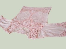 Top hippie rosa claro bordado de crochê de malha aberta algodão comprar usado  Enviando para Brazil
