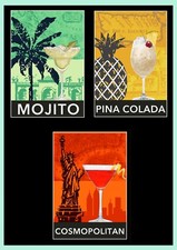 Cocktail posters set for sale  ASHFORD