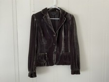 Blazer feminino Tahari de veludo marrom com lapelas entalhadas tamanho M comprar usado  Enviando para Brazil