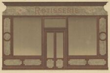 Devanture facade ancienne magasin Rotisserie lithographie Hippolyte Gruz XIXe na sprzedaż  Wysyłka do Poland