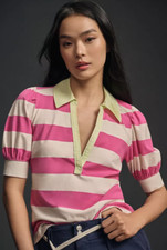 Blusa Anthropologie Maeve Feminina Gola V Listrada Colorblock Manga Puff NOVA comprar usado  Enviando para Brazil
