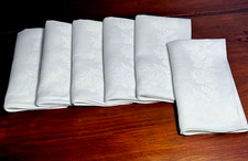 6 guardanapos grandes de linho branco damasco muito floral (crisântemo) design 17,5x18" comprar usado  Enviando para Brazil