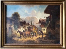 Usado, Adolf Schmidt - Arrivo Carovana Della Posta Partenkirchen Olio Dipinto Cocchio comprar usado  Enviando para Brazil