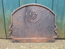 Usado, Placa de fogão pequena vintage Fleur De Lys ferro fundido lareira traseira GRÁTIS P&P  comprar usado  Enviando para Brazil