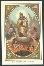 Cartão sagrado antigo antigo de la Virgin del Carmen imagem pieuse santino estampa comprar usado  Enviando para Brazil