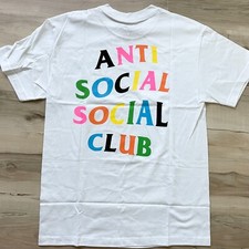Camiseta branca logotipo arco-íris clube social anti-social tamanho M 100% algodão feita nos EUA comprar usado  Enviando para Brazil