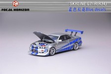 Carro modelo Focal Horizon FH 1:64 Skyline GT-R R34 FNF C-West prata azul fundido comprar usado  Enviando para Brazil
