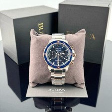 Bulova Marine Star 45MM Niebieska tarcza Chronograf Zegarek męski 98B301 na sprzedaż  Wysyłka do Poland