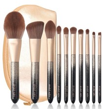 Usado, Conjunto de pincéis de maquiagem natural para cabelo profissional, conjunto completo, preto dourado 10 peças  comprar usado  Enviando para Brazil