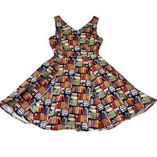 Vestido Eva Rose Book Library Print Fit & Flare tamanho grande Rockabilly retrô pinup, usado comprar usado  Enviando para Brazil