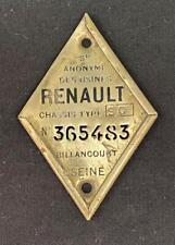 CRACHÁ PLACA RENAULT ANONYME DES USINES MOTOR CAR VINTAGE CHASSI MOTOR 3654S3 comprar usado  Enviando para Brazil