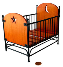 Berço cama boneca bebê ferro forjado metal e madeira estrela da lua 7 x 6,25 x 4,5" comprar usado  Enviando para Brazil