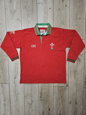 Usado, CAMISA DE RUGBY VINTAGE GALES LONGA 1992 1994 WRU RUGBY VERMELHA L ALGODÃO COMERCIANTES comprar usado  Enviando para Brazil