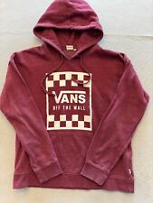 Moletom Vans masculino médio xadrez borgonha logotipo caixa lã skate com capuz, usado comprar usado  Enviando para Brazil