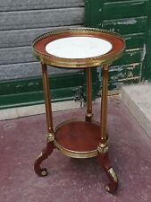 French Side Table Round White Marble Top Wood base Bedside table comprar usado  Enviando para Brazil
