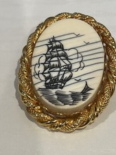 Vintage oval scrimshaw for sale  Old Saybrook