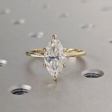 Anel solitário de diamante tratado branco corte marquesa certificado 1,70 quilates prata 925! comprar usado  Enviando para Brazil