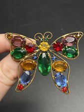 Usado, Broche borboleta vidro multicolorido vintage anos 30 Deco tcheco aberto traseiro grande comprar usado  Enviando para Brazil