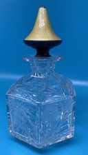 Usado, Frasco de perfume de vidro corte antigo com esmalte guilhoché dourado, tampa esterlina herdada comprar usado  Enviando para Brazil