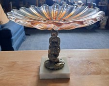 Usado, VINTAGE GOLFINHO FRANCÊS QUERUBIM MÁRMORE VIDRO METAL PEDESTAL SABONETEIRA COMPOTA comprar usado  Enviando para Brazil