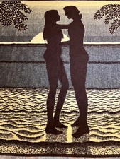 Tapete de tecido italiano cobertor romântico praia casal silhueta Adão Eva 96" comprar usado  Enviando para Brazil