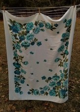 Toalha de mesa vintage terry pano rosas azuis 50x60 LEIA comprar usado  Enviando para Brazil