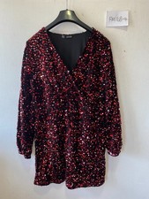 Vestido de festa FREEMANS preto lantejoulas manga longa Reino Unido 14 (fm168-4), usado comprar usado  Enviando para Brazil