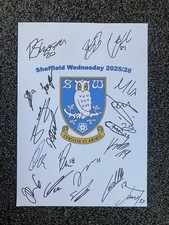 Folha de autógrafo Sheffield Wednesday Football Club 2025/26 assinada à mão A4, Bannan, usado comprar usado  Enviando para Brazil