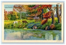 Cartão postal c1940's Indian Summer River animais e árvores no antigo Wisconsin WI comprar usado  Enviando para Brazil