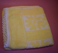 Toalha de canhão vintage com acabamento de crochê amarela reversível feita nos EUA comprar usado  Enviando para Brazil
