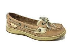 Sapatos femininos Sperry Top-Sider barco deck couro slip-on renda perfurado tamanho 6M comprar usado  Enviando para Brazil
