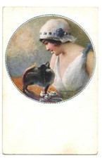 Antica cartolina donna usato  Savona