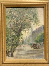 Usado, Pintura a óleo impressionista de rua da cidade por volta de 1910-1920 etiqueta de artista misterioso comprar usado  Enviando para Brazil