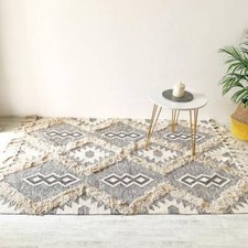 Tapete de área tecido de algodão cinza e branco marroquino feito à mão tapete para decoração de casa  comprar usado  Enviando para Brazil