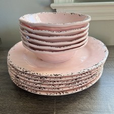 Conjunto de prato Tommy Bahama 12 peças rosa craquelado melamina (rosa e marrom) comprar usado  Enviando para Brazil