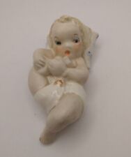 Estatueta de bebê piano vintage em fralda pé na boca cabelo loiro encaracolado olhos azuis comprar usado  Enviando para Brazil
