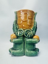 Vaso vintage de bambu para plantador de elefantes sentados segurando bolas laranja 6"" comprar usado  Enviando para Brazil