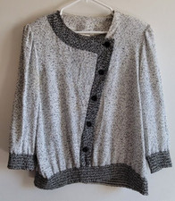 Blusa Vintage 14 Michael Evan EUA Preto Branco Manga Longa Ombro Almofada Manchas comprar usado  Enviando para Brazil
