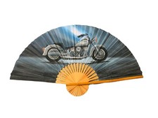 Ventilador de parede oriental motocicleta arte de parede 5x3’ bambu motociclista Harley Davidson vintage, usado comprar usado  Enviando para Brazil