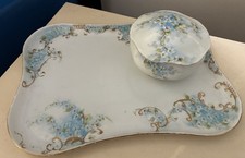 Bandeja de penteadeira Baviera RSGermany com porta-bugigangas suporte de vela pintado floral comprar usado  Enviando para Brazil