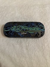Usado, Estojo de óculos Ed Hardy bordado tatuagem vintage limpeza dura bom azul verde comprar usado Usado, Estojo de óculos Ed Hardy bordado tatuagem vintage limpeza dura bom azul verde comprar usado  Enviando para Brazil