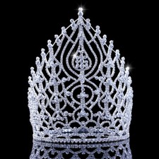 Tiara enorme de cristal 21 cm de altura coroa casamento noiva rainha concurso formatura para mulheres comprar usado  Enviando para Brazil