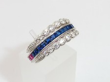 Señoras Sterling 925 Silver Ruby Blue and White Zafiro anillo giratorio comprar usado  Enviando para Brazil