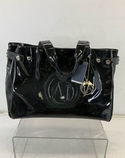 Bolsa tote Armani Jean brilhante preta PVC logotipo em relevo comprar usado  Enviando para Brazil
