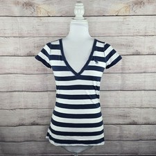 Blusa feminina vintage Abercrombie and Fitch AF Y2K listrada manga curta média comprar usado  Enviando para Brazil