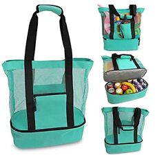 Bolsa de praia feminina grande de malha bolsa de transporte bolsa de piquenique dobrável para compras com zíper-bolsa de mão comprar usado  Enviando para Brazil