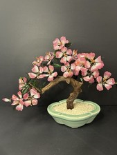 Mesa vintage vidro jade bonsai árvore flor asiática flor de cerejeira magnólia, usado comprar usado  Enviando para Brazil